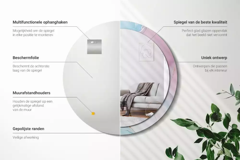 Miroir rond avec décoration Style marbré