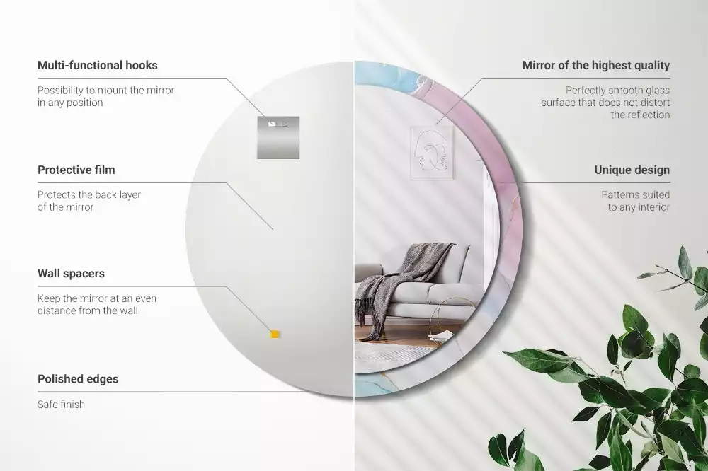 Miroir rond avec décoration Style marbré