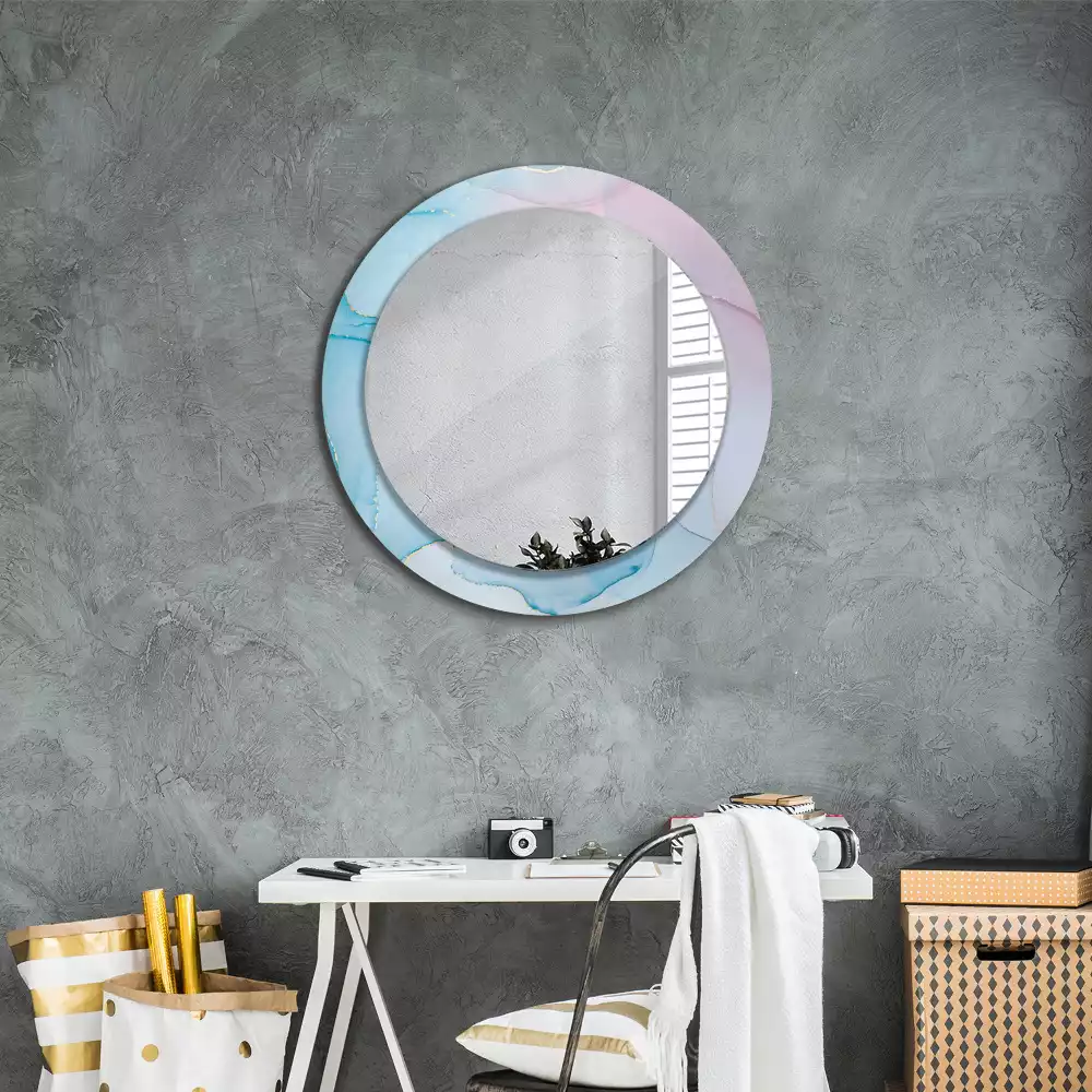 Miroir rond avec décoration Style marbré