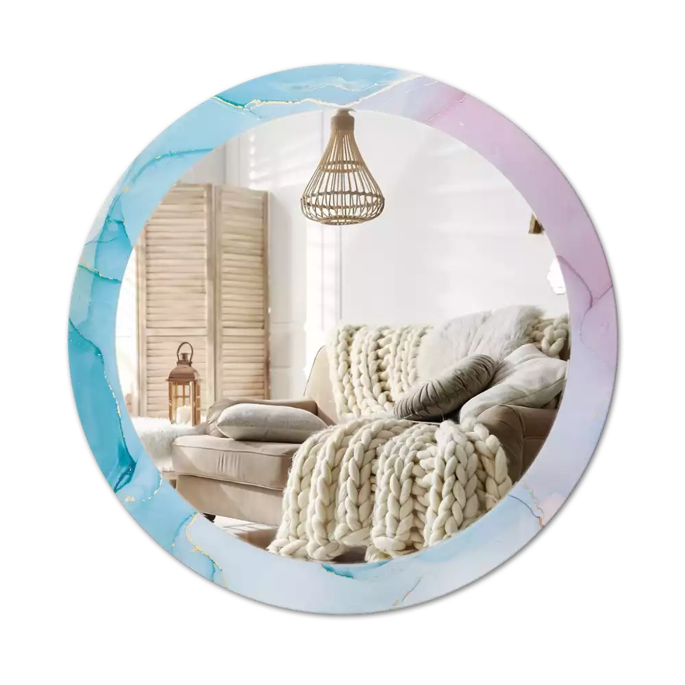 Miroir rond avec décoration Style marbré