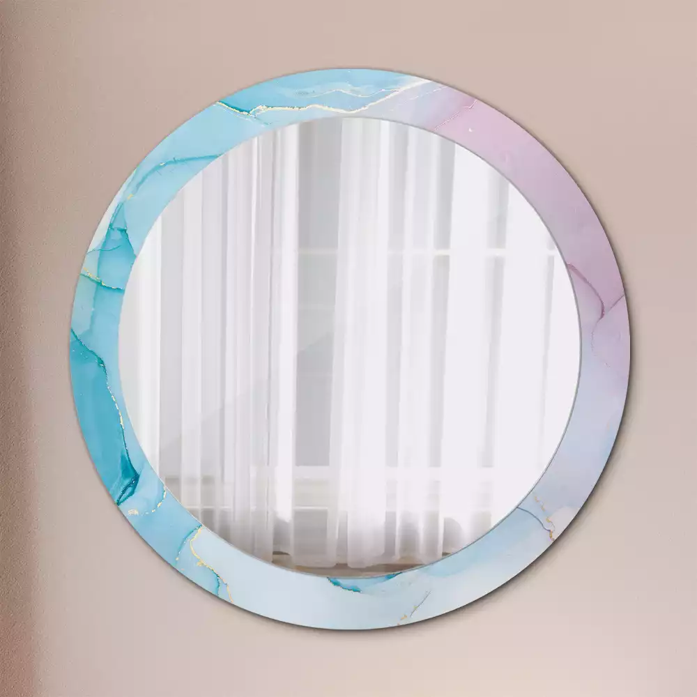 Miroir rond avec décoration Style marbré