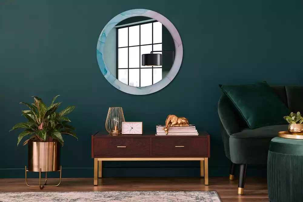 Miroir rond avec décoration Style marbré