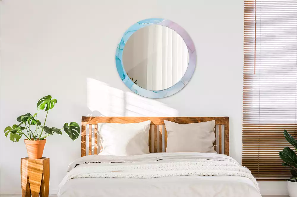 Miroir rond avec décoration Style marbré