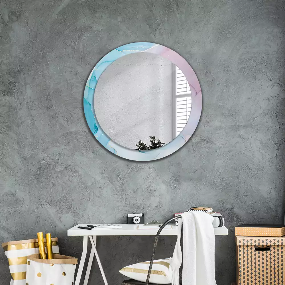 Miroir rond avec décoration Style marbré