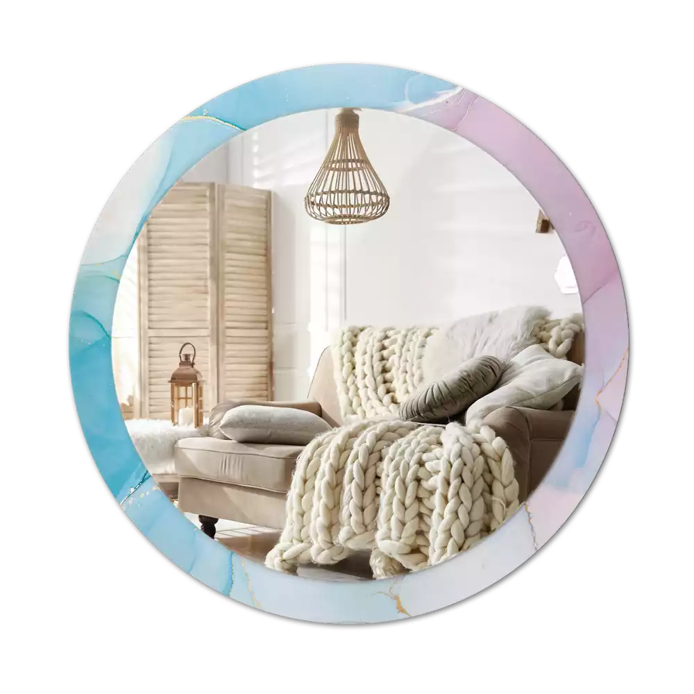 Miroir rond avec décoration Style marbré
