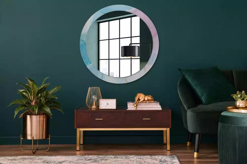 Miroir rond avec décoration Style marbré