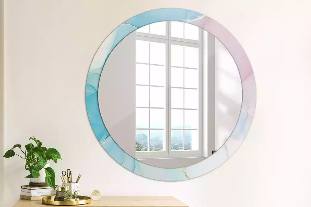 Miroir rond avec décoration Style marbré