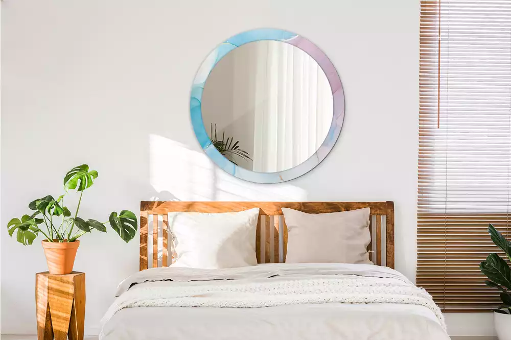 Miroir rond avec décoration Style marbré