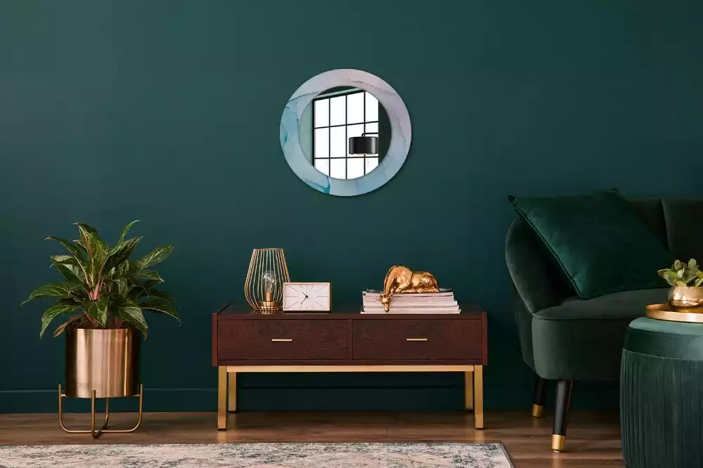 Miroir rond avec décoration Style marbré