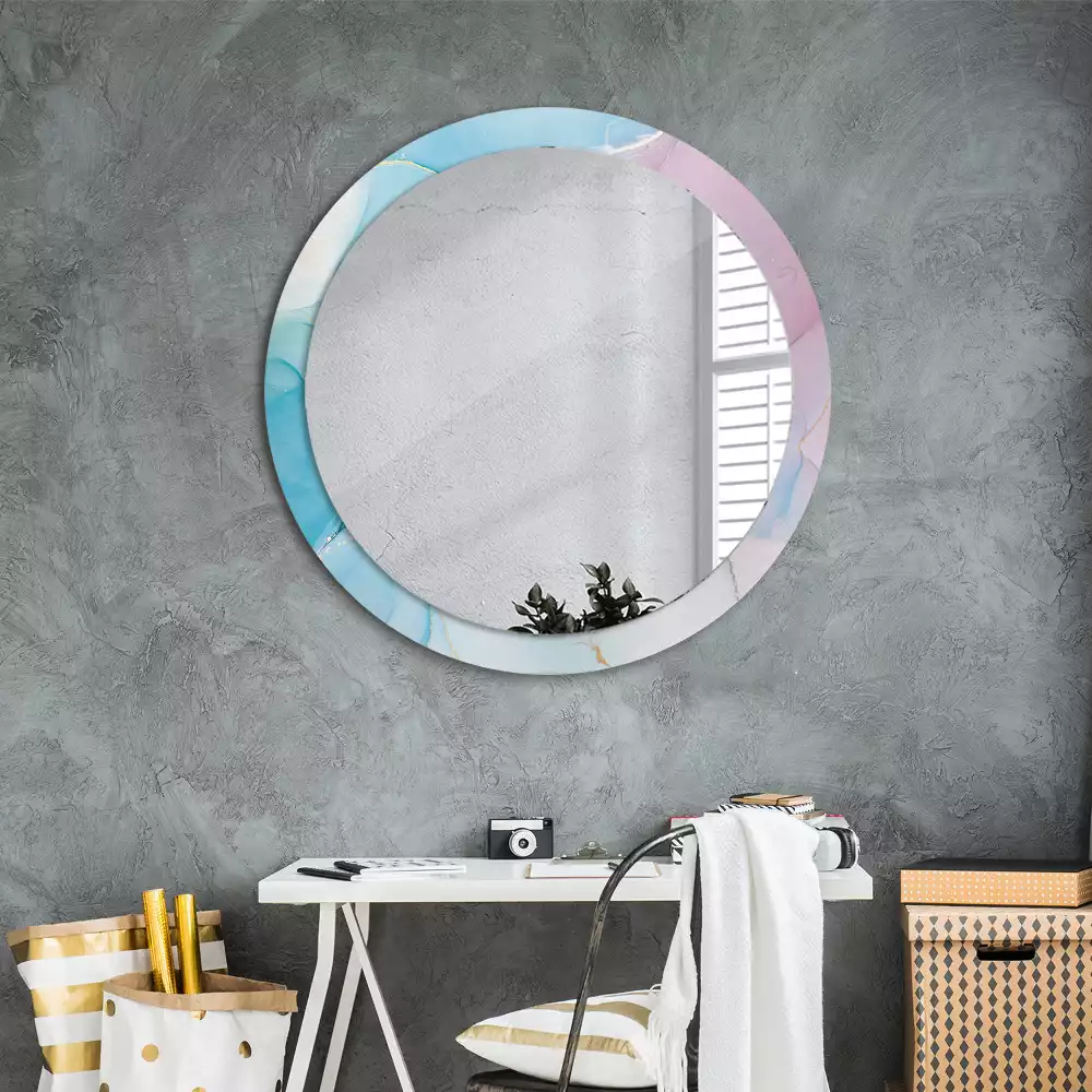 Miroir rond avec décoration Style marbré