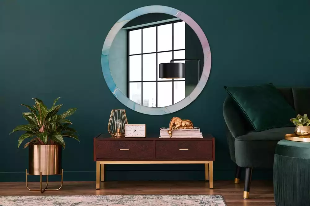 Miroir rond avec décoration Style marbré