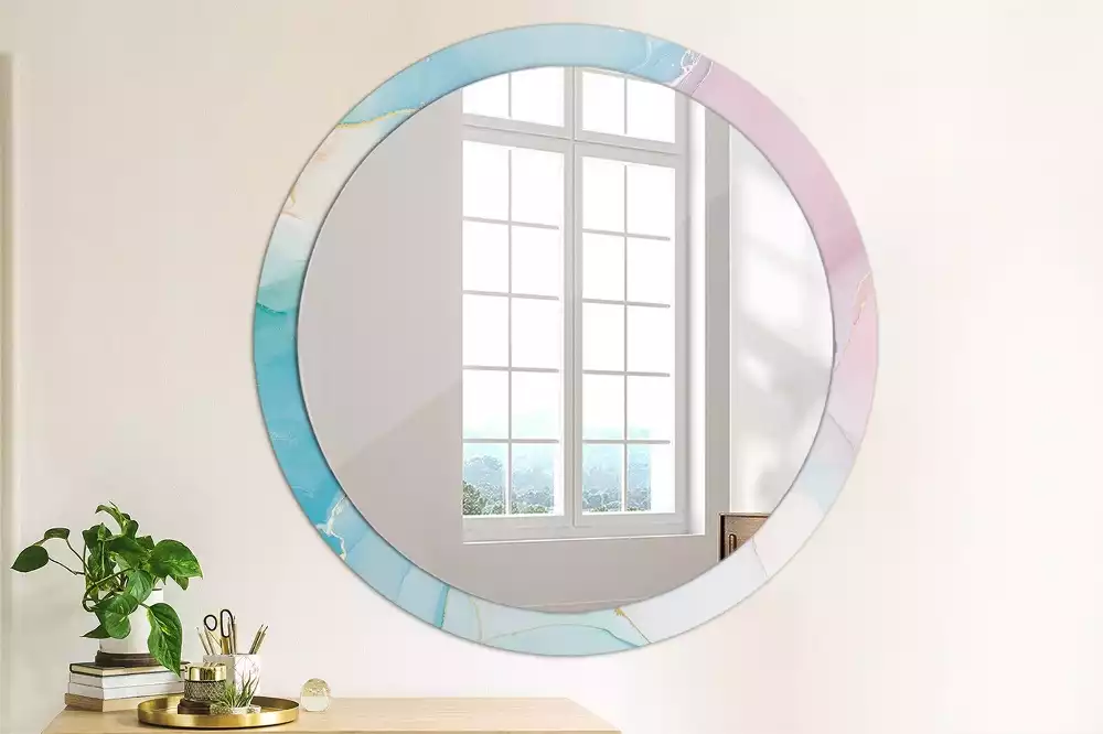 Miroir rond avec décoration Style marbré