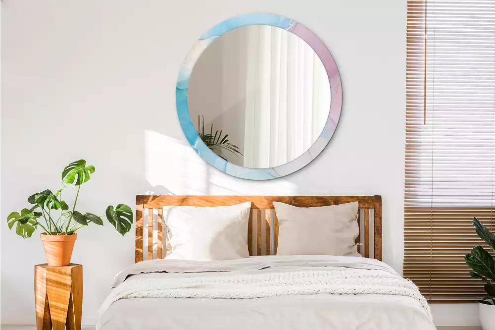 Miroir rond avec décoration Style marbré