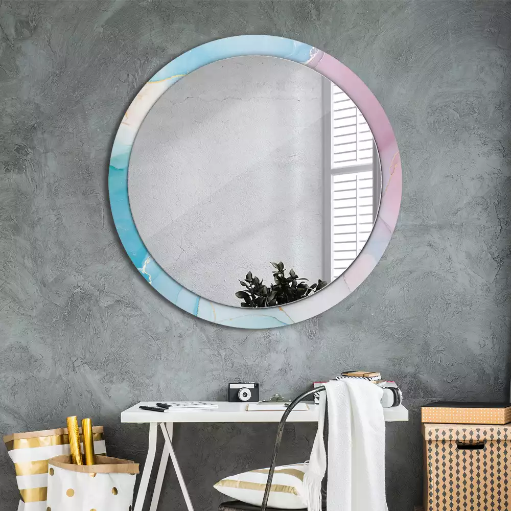 Miroir rond avec décoration Style marbré
