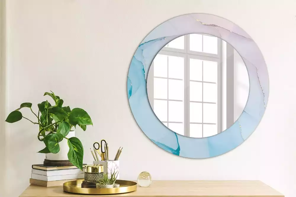 Miroir rond avec décoration Style marbré