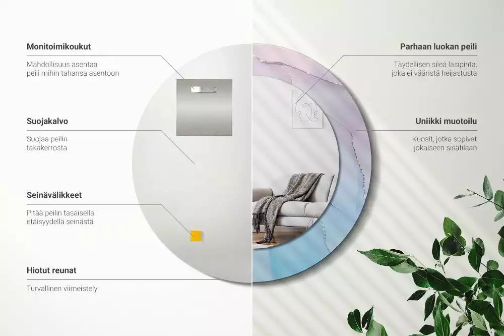 Miroir rond avec décoration Style marbré