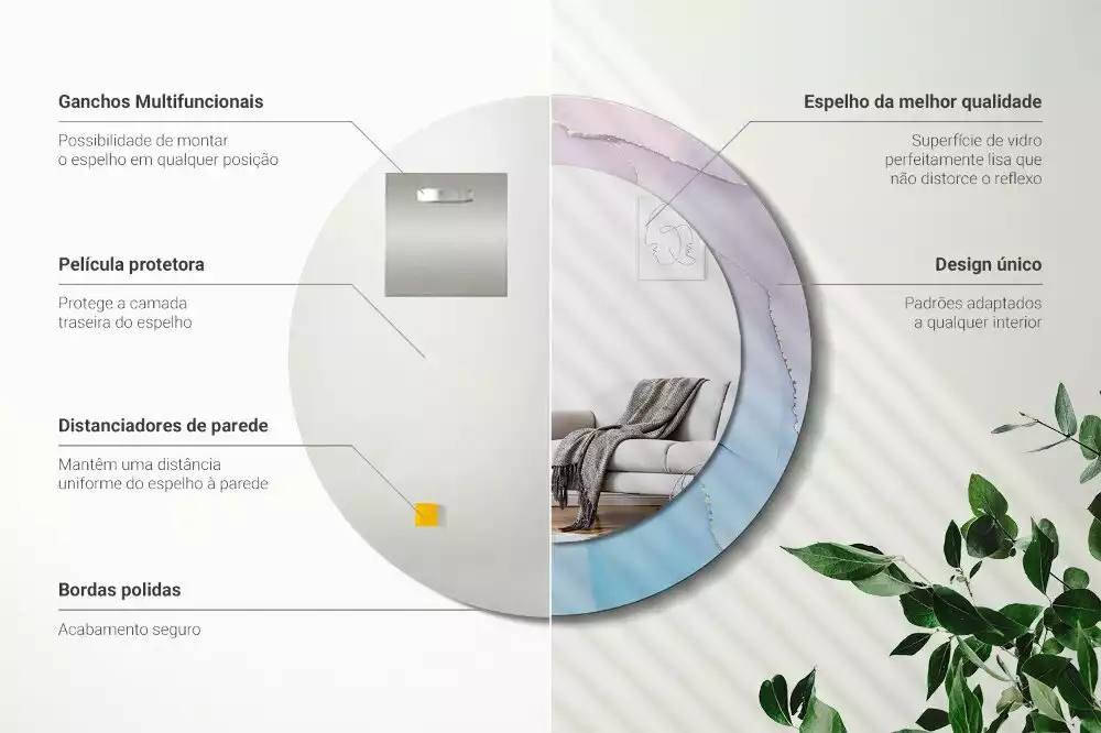 Miroir rond avec décoration Style marbré