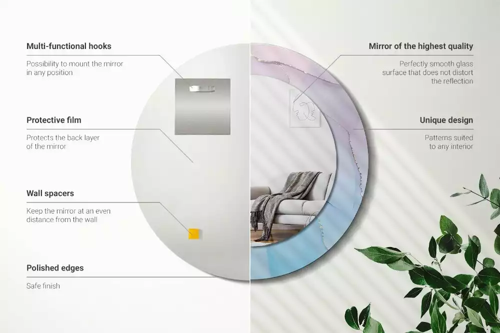 Miroir rond avec décoration Style marbré