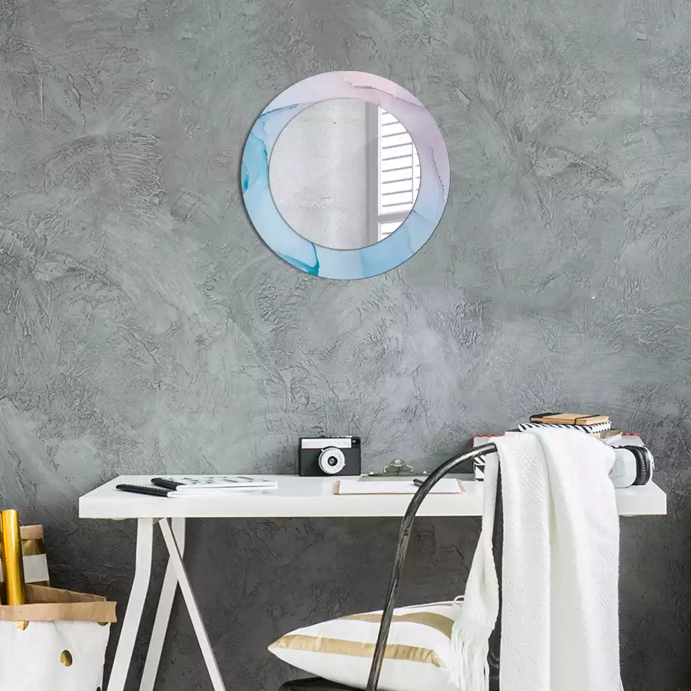 Miroir rond avec décoration Style marbré