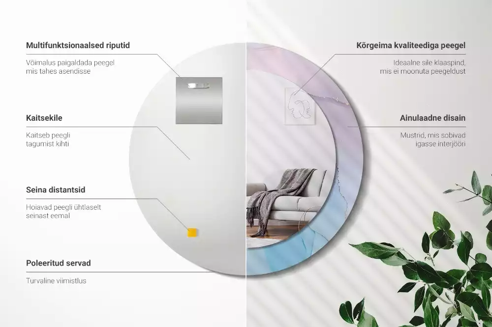 Miroir rond avec décoration Style marbré