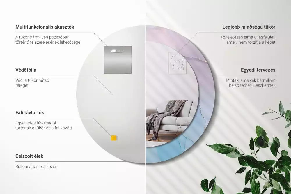 Miroir rond avec décoration Style marbré