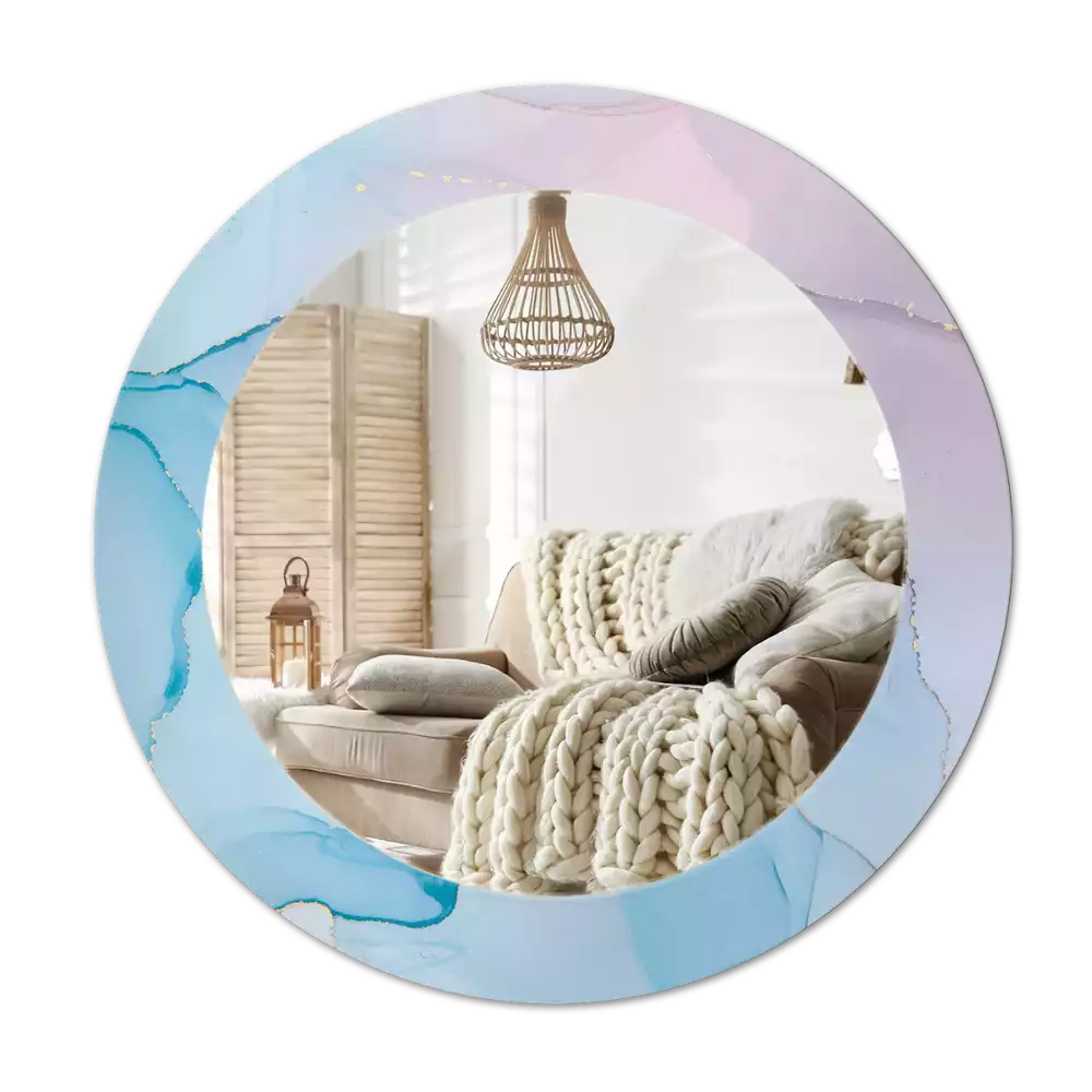 Miroir rond avec décoration Style marbré