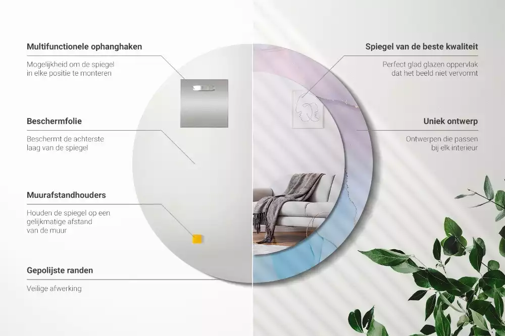 Miroir rond avec décoration Style marbré