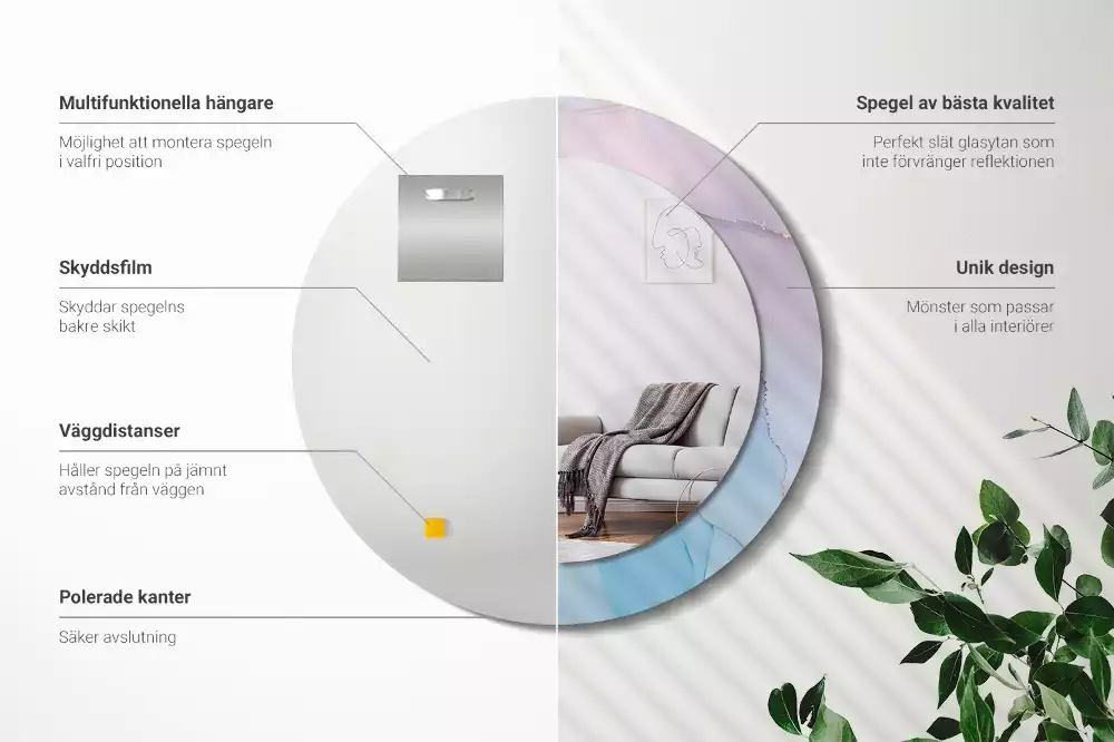 Miroir rond avec décoration Style marbré