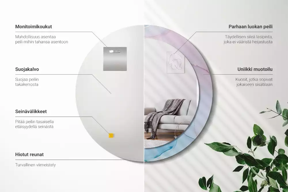 Miroir rond avec décoration Style marbré