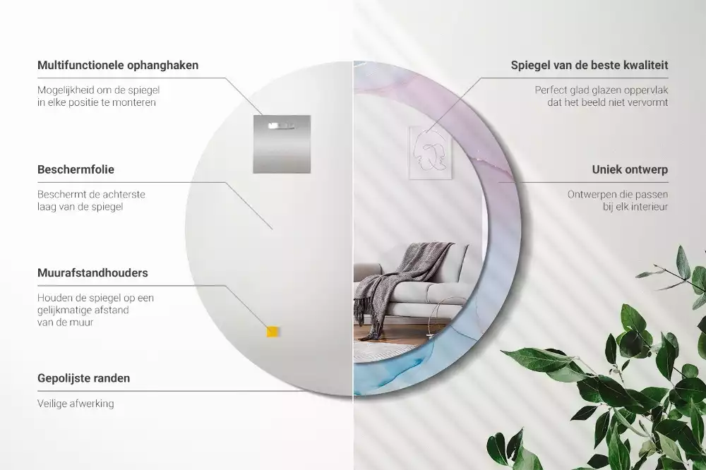 Miroir rond avec décoration Style marbré