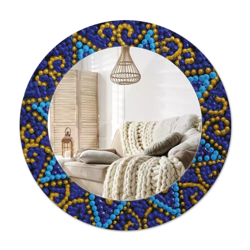 Miroir rond cadre avec impression Motif carnaval