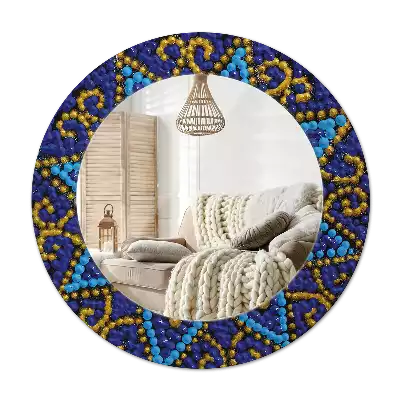 Miroir rond cadre avec impression Motif carnaval