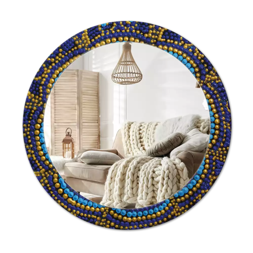 Miroir rond cadre avec impression Motif carnaval