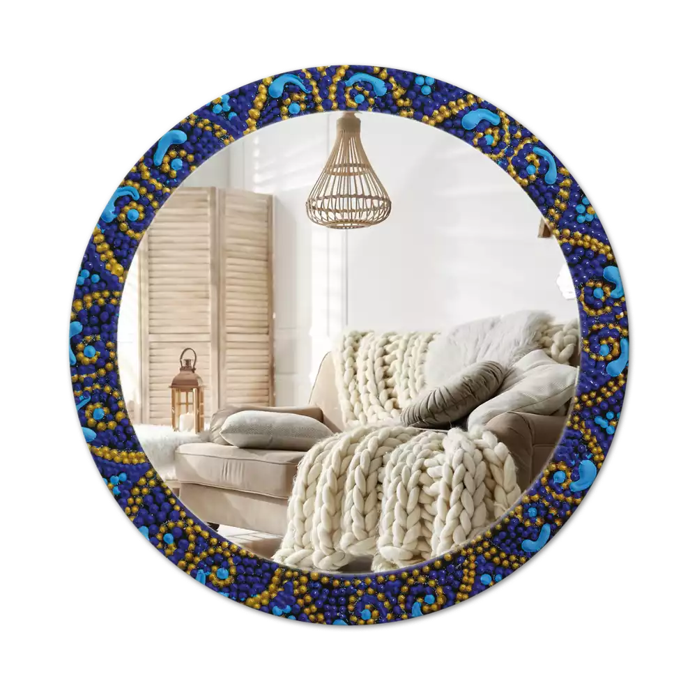 Miroir rond cadre avec impression Motif carnaval