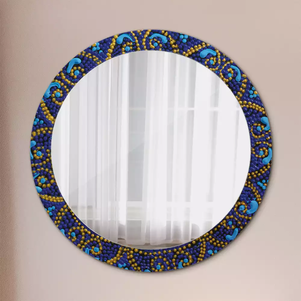 Miroir rond cadre avec impression Motif carnaval