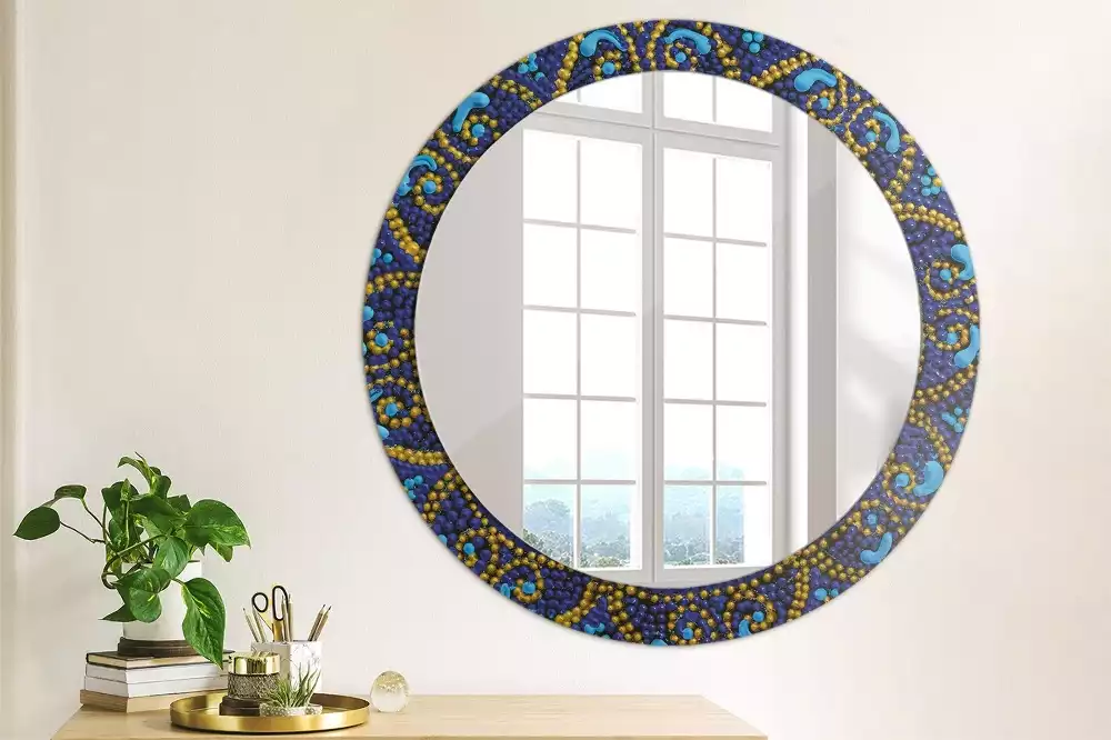 Miroir rond cadre avec impression Motif carnaval