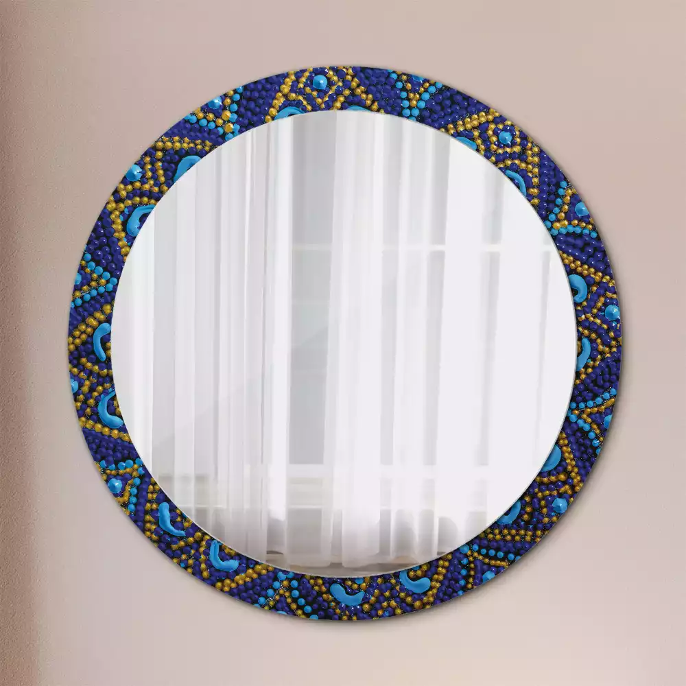 Miroir rond cadre avec impression Motif carnaval