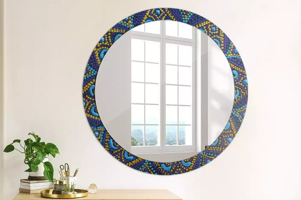 Miroir rond cadre avec impression Motif carnaval