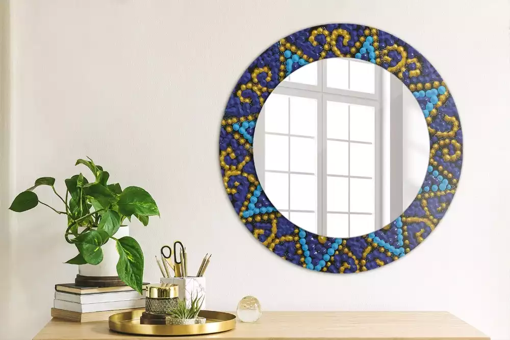 Miroir rond cadre avec impression Motif carnaval