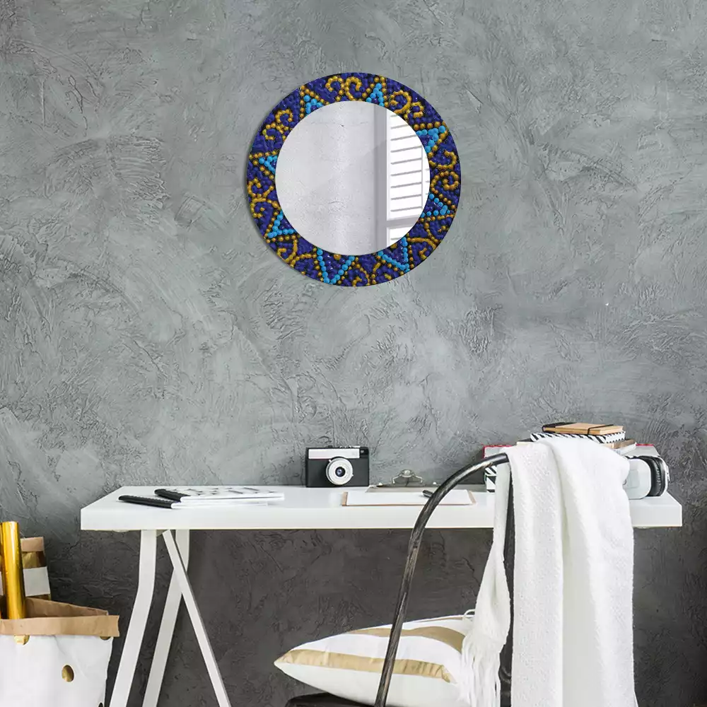 Miroir rond cadre avec impression Motif carnaval