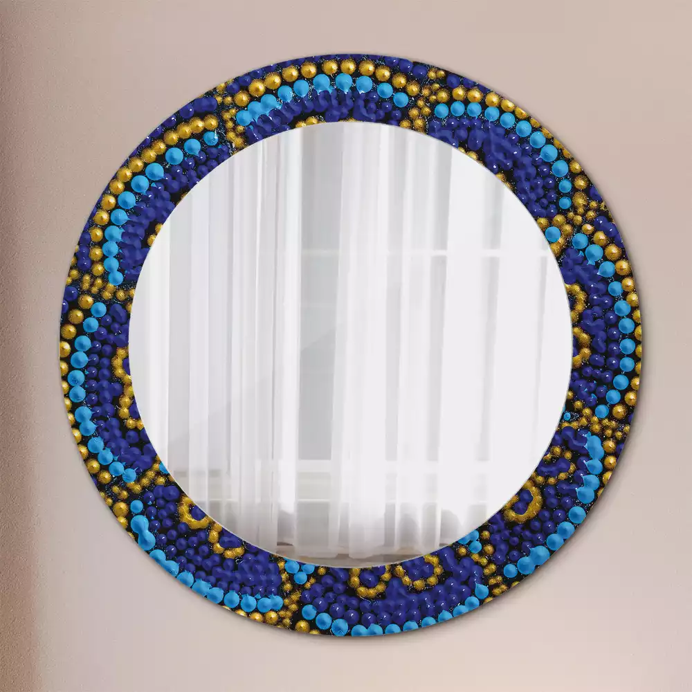 Miroir rond cadre avec impression Motif carnaval