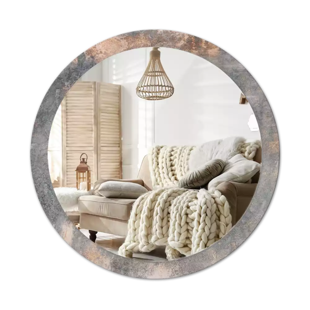 Miroir rond imprimé Béton vintage