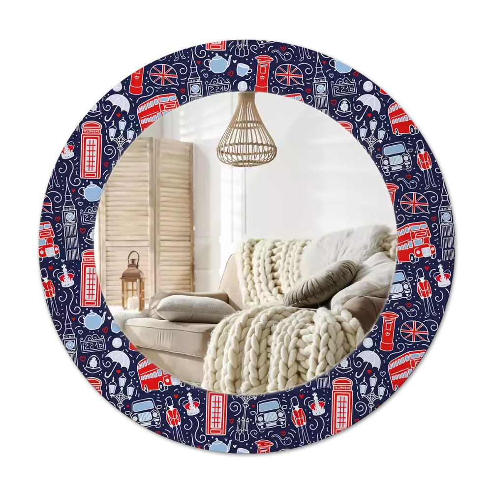 Miroir rond avec décoration Londres