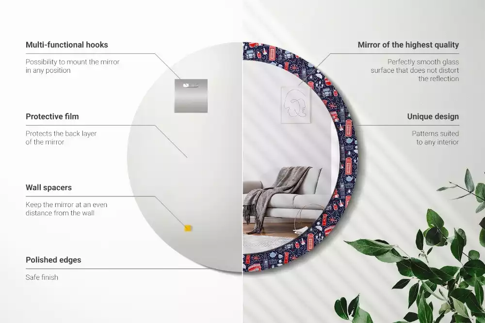 Miroir rond avec décoration Londres