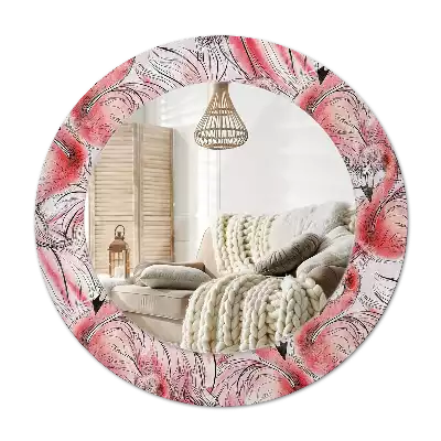 Miroir rond imprimé Flamants roses