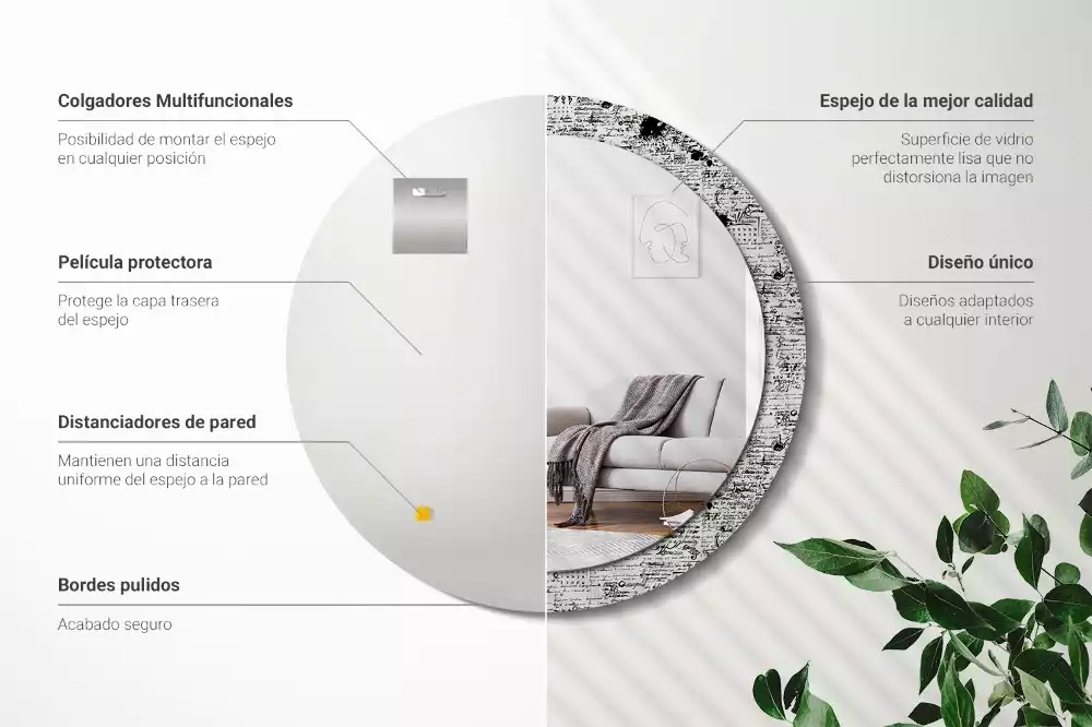 Miroir rond avec décoration Gribouillis