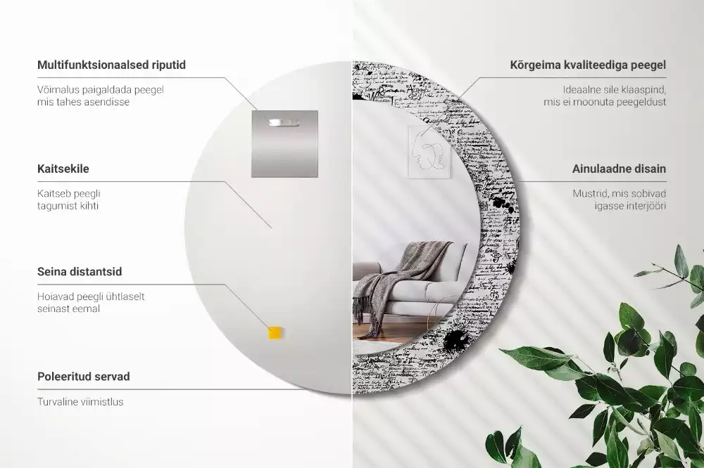 Miroir rond avec décoration Gribouillis