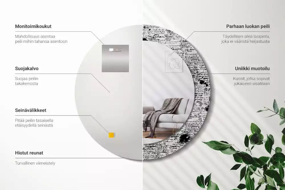 Miroir rond avec décoration Gribouillis