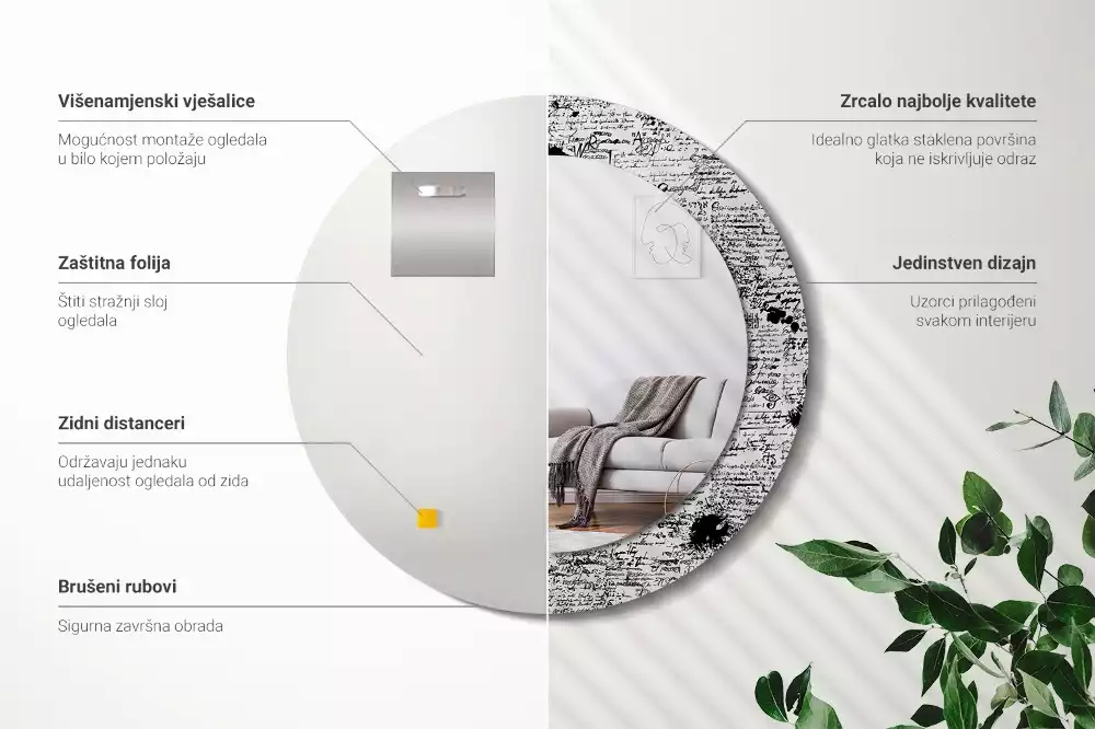 Miroir rond avec décoration Gribouillis