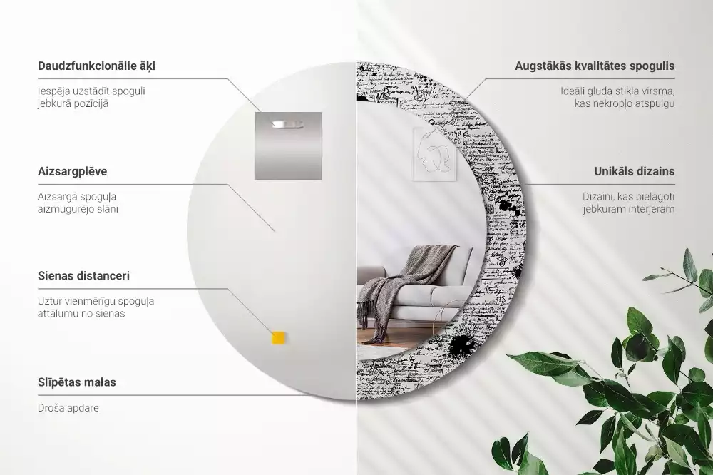 Miroir rond avec décoration Gribouillis